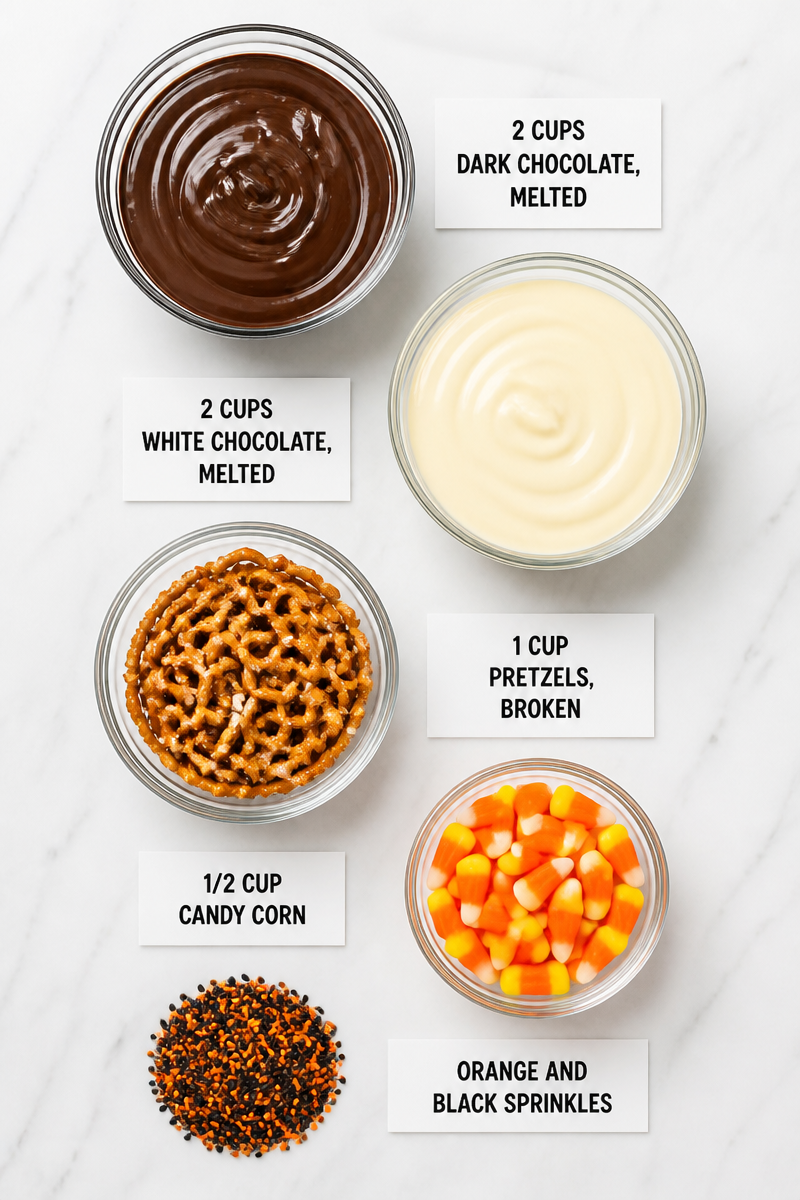 Halloween Candy Bark Pretzel Snack