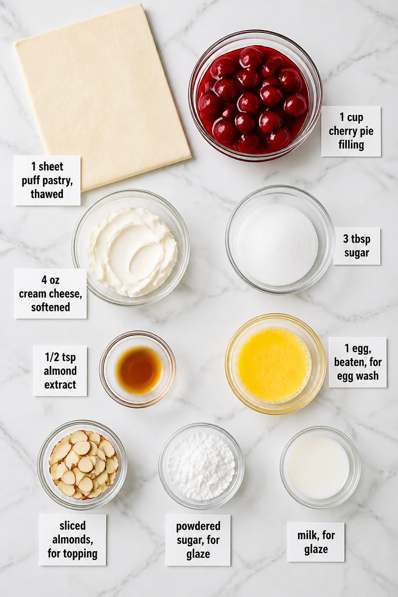 Baked Cherry Almond Danish Pastry