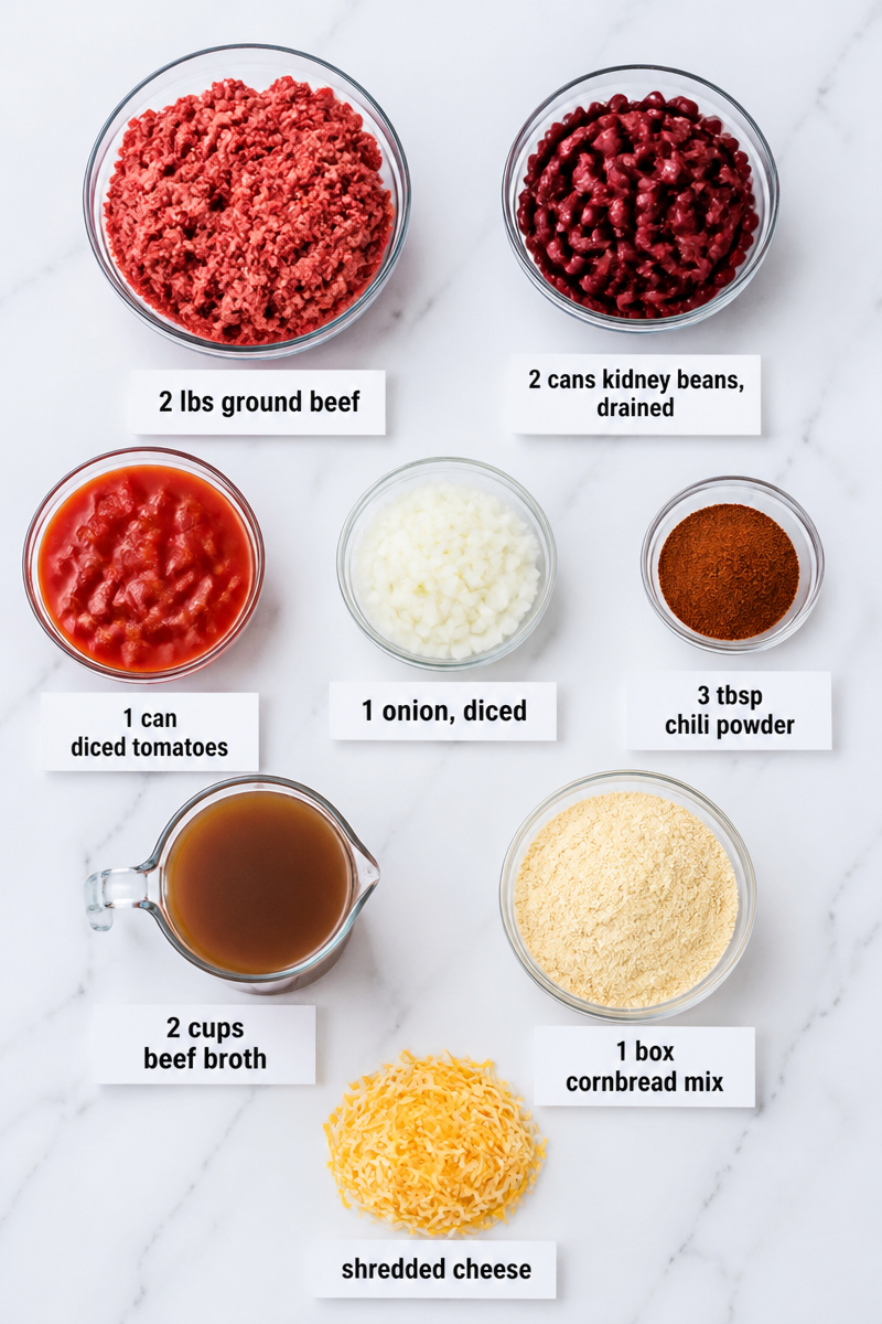 Slow Cooker Beef Chili Cornbread Skillet