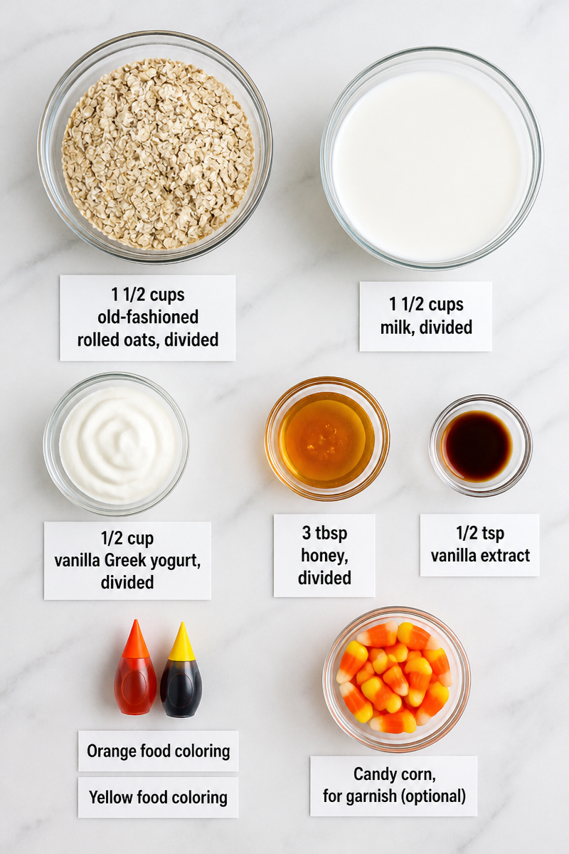 Candy Corn Overnight Oats Jar