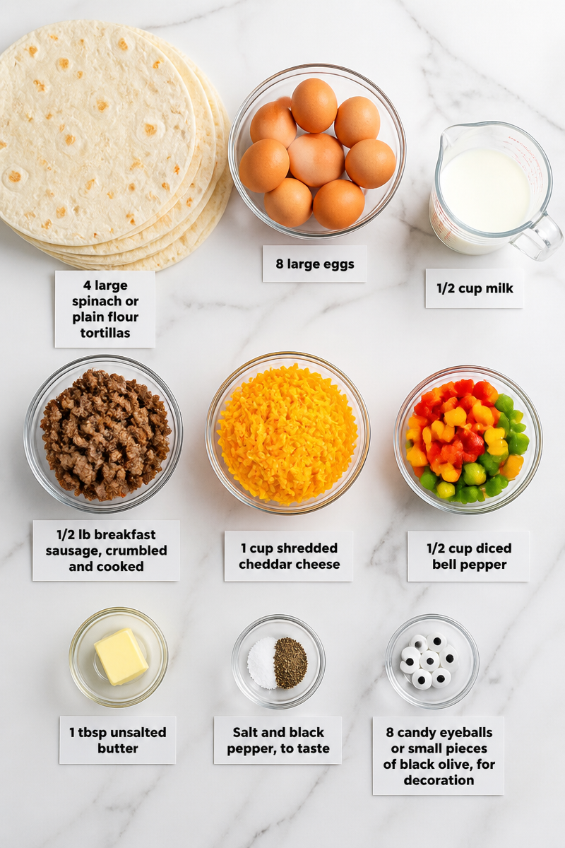 Halloween Monster Breakfast Burrito Wrap