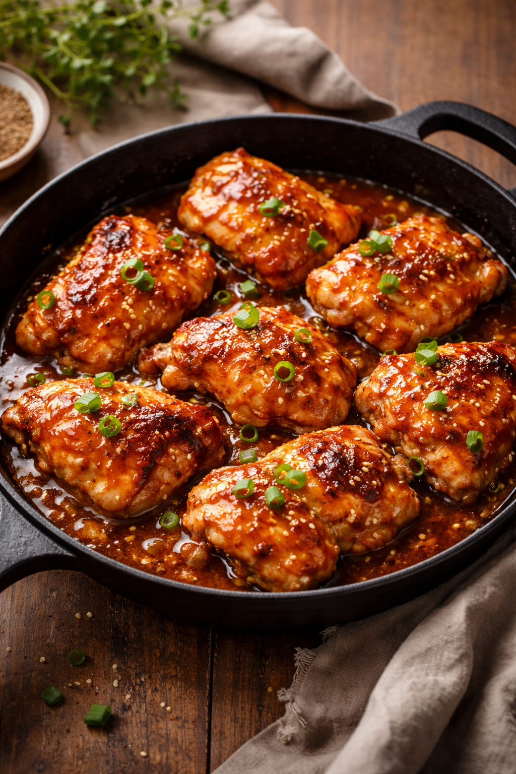 Skillet Bang Bang Chicken Thighs