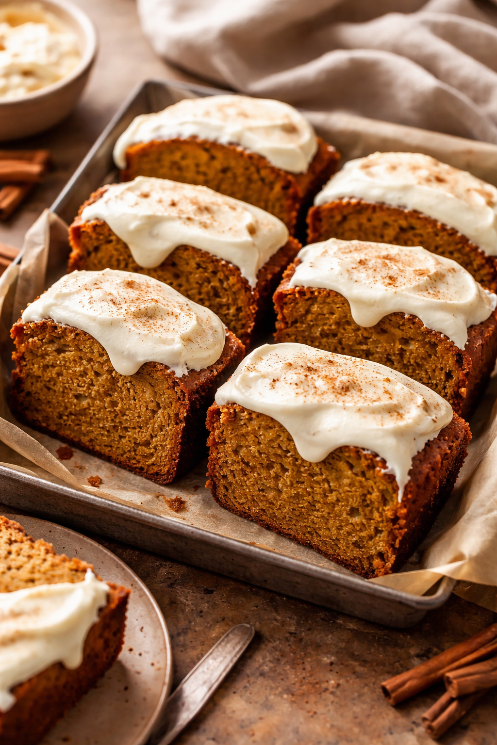 Pumpkin Bread with Cream Cheese Frosting