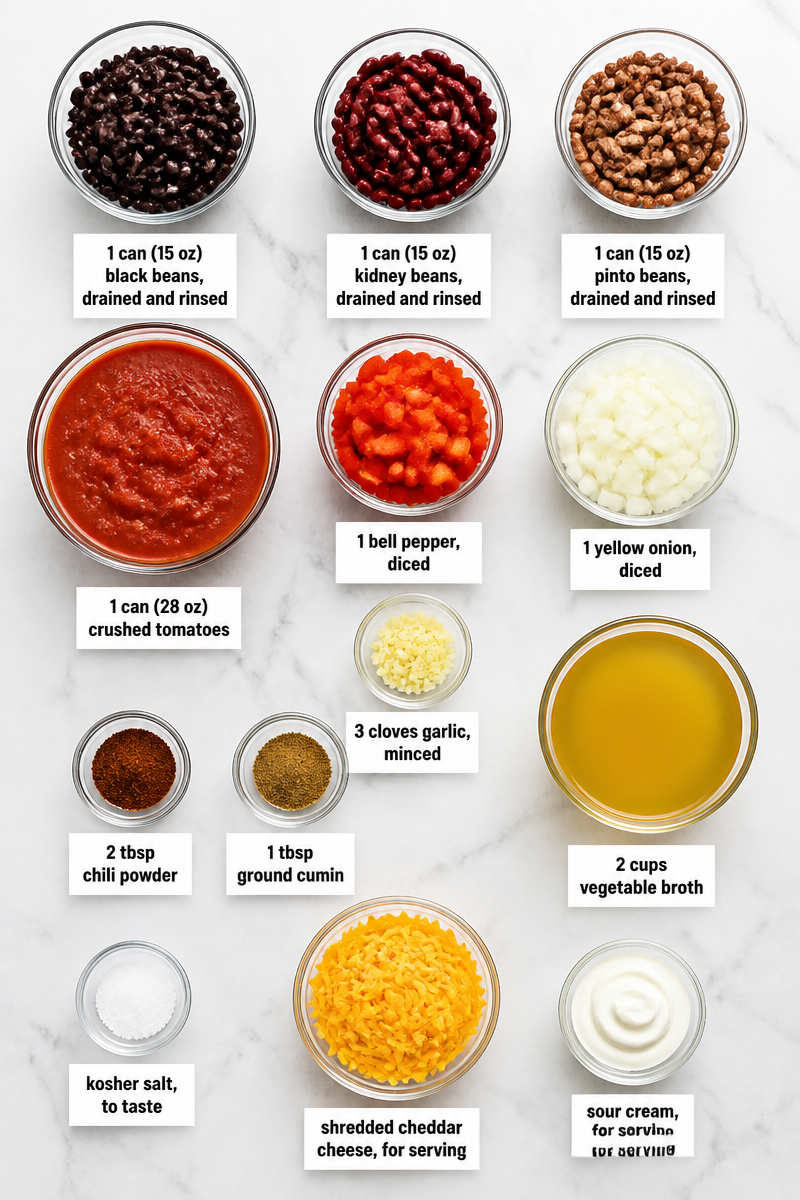 Slow Cooker Vegetarian Three Bean Chili