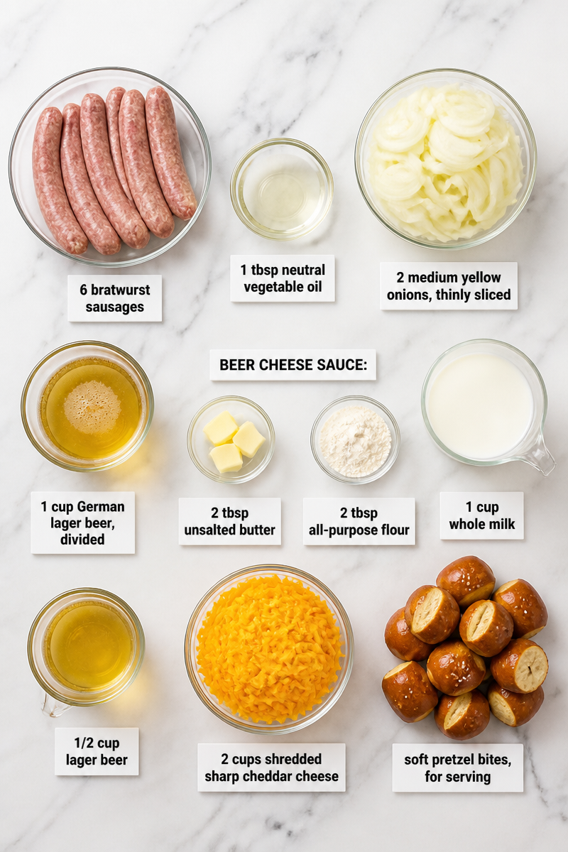 Oktoberfest Bratwurst Beer Cheese Skillet