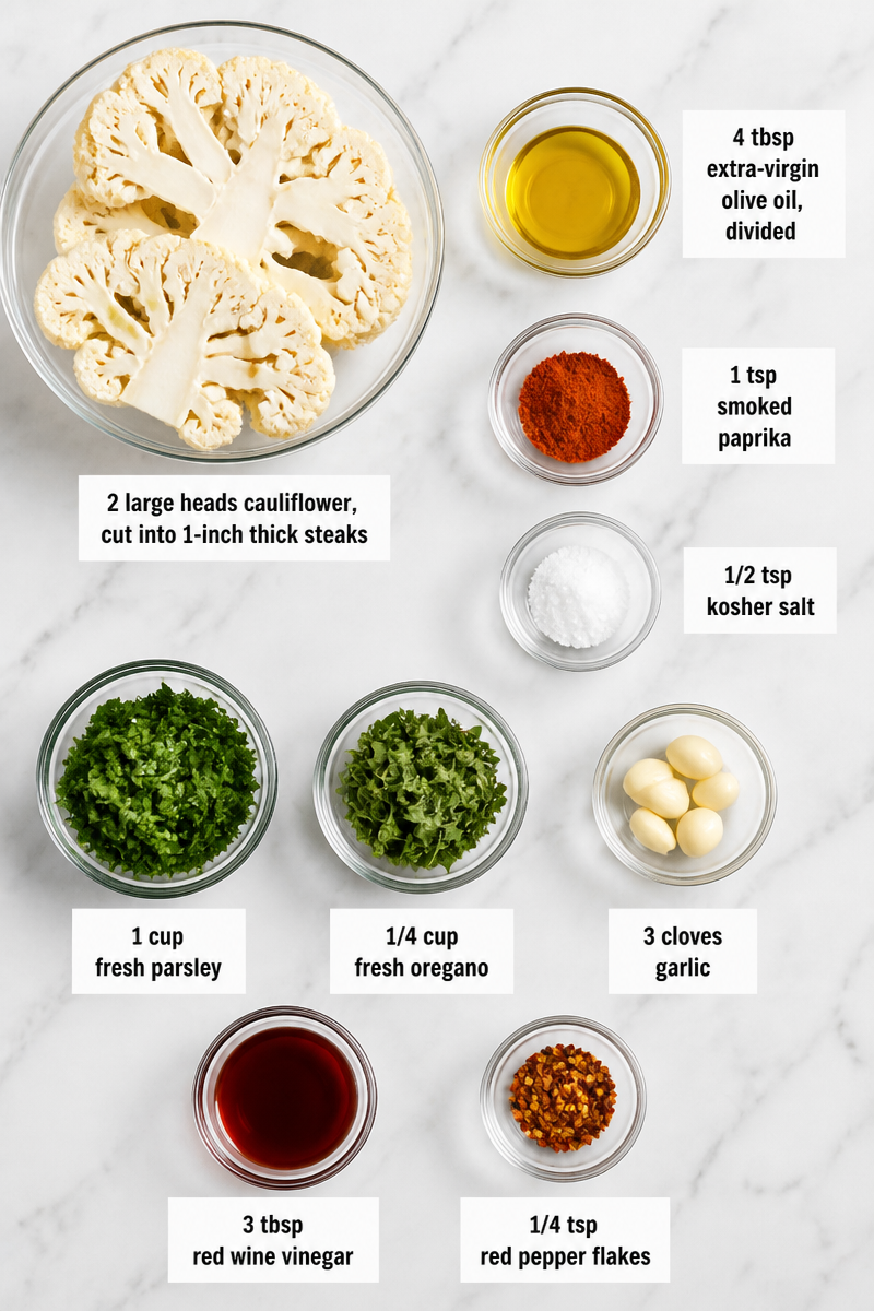 Roasted Cauliflower Steak Chimichurri Sauce