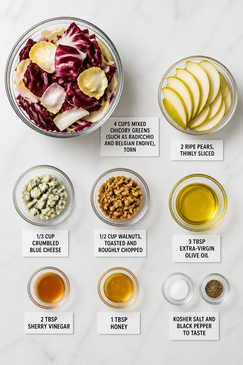 Roasted Chicory Walnut Blue Cheese Salad