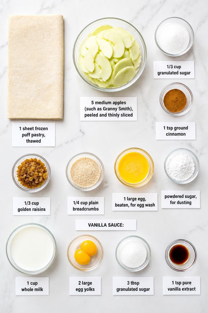Bavarian Apple Strudel Vanilla Sauce