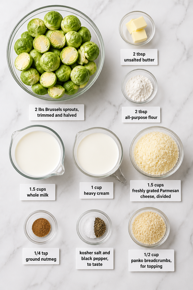 Brussels Sprout Gratin Parmesan Cream
