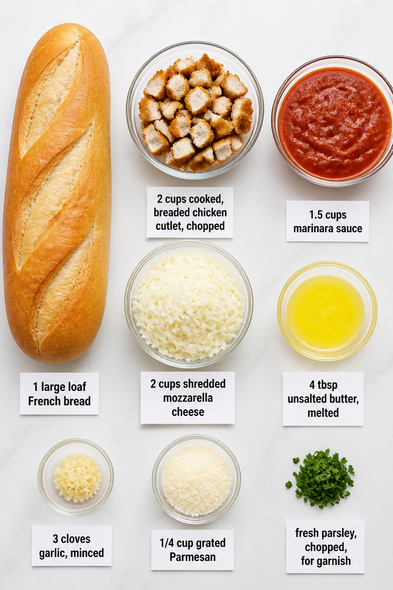 Chicken Parmesan Stuffed Garlic Bread