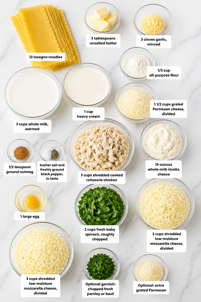 Cheesy Baked Chicken Alfredo Lasagna
