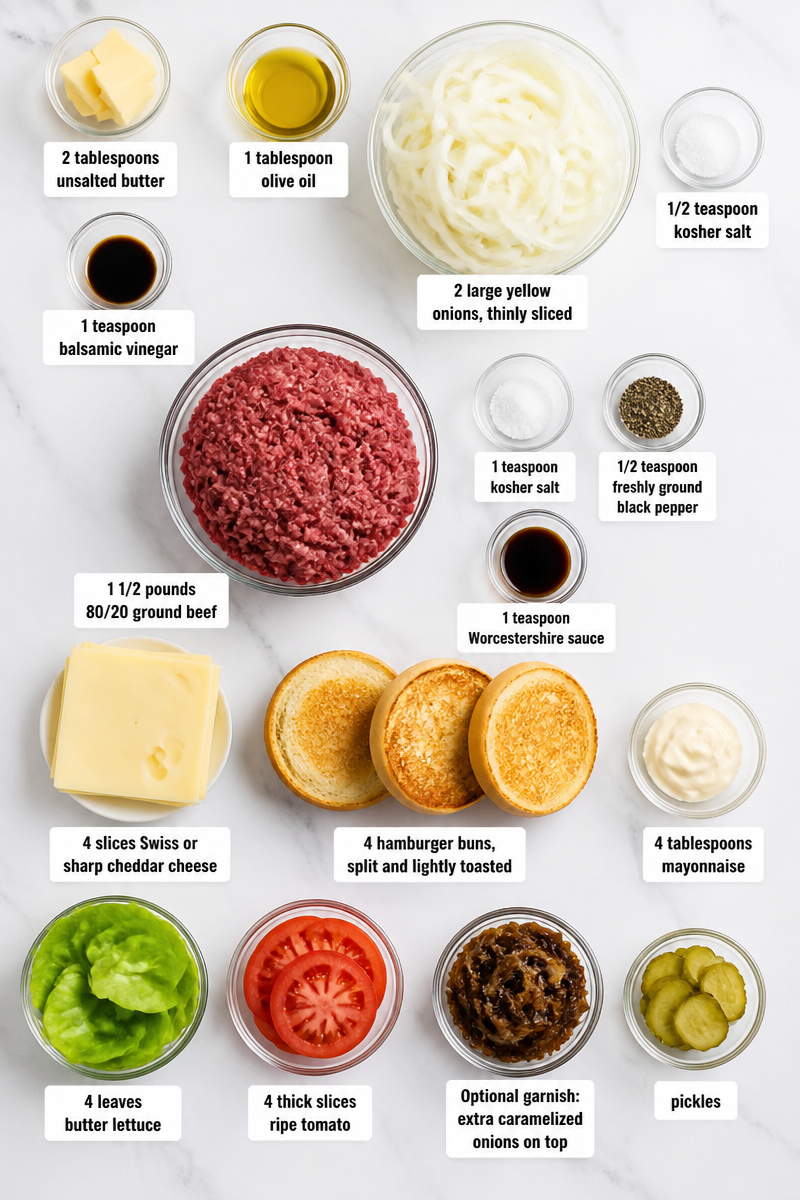 Caramelized Onion Stuffed Beef Burger