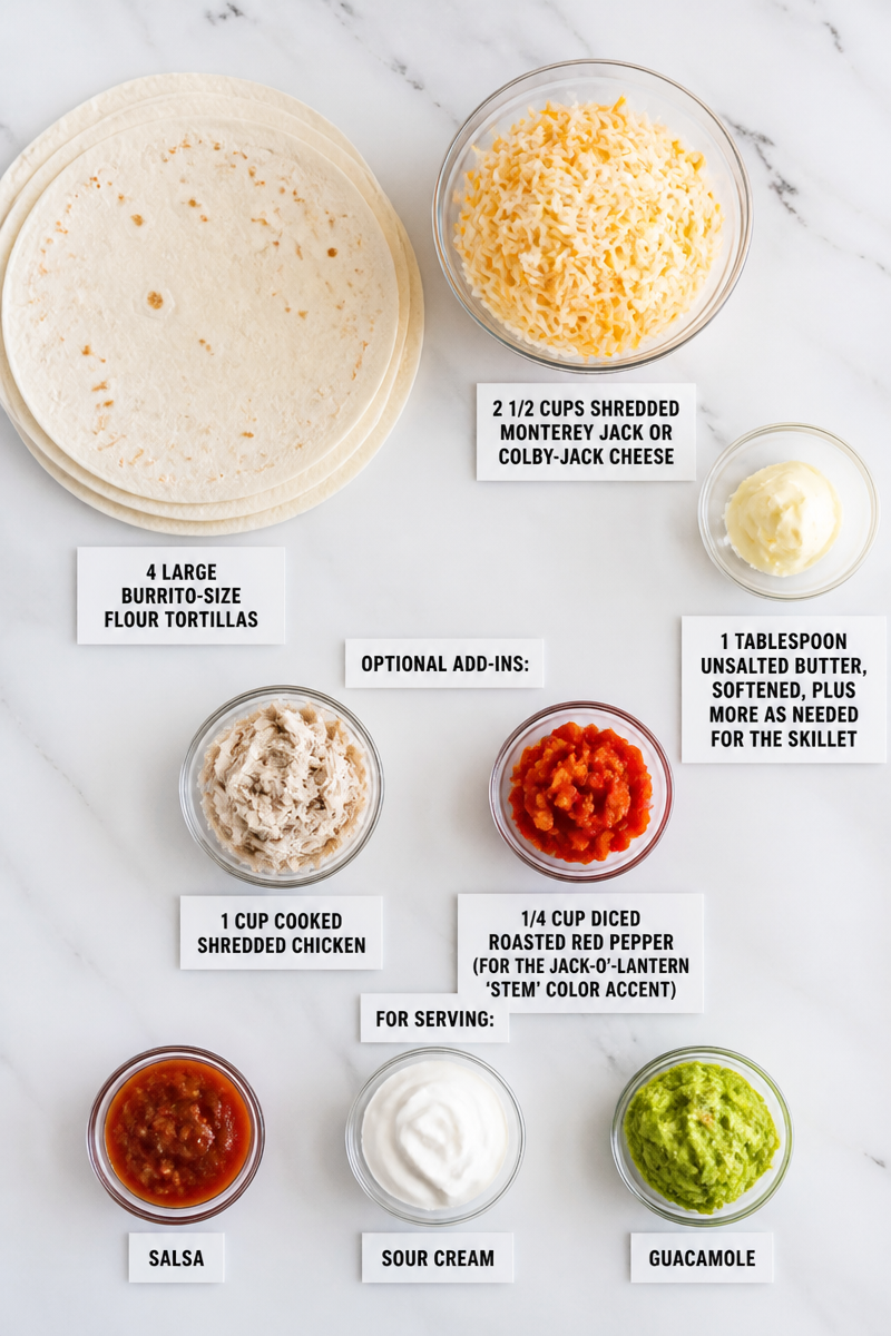 Jack O Lantern Cheese Quesadilla