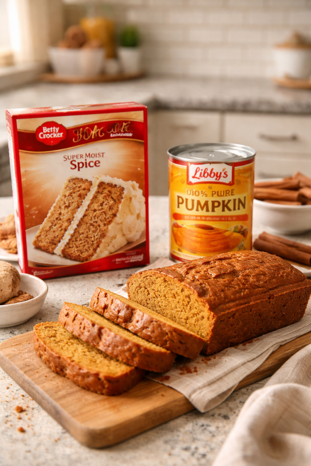 2 Ingredient Pumpkin Spice Bread