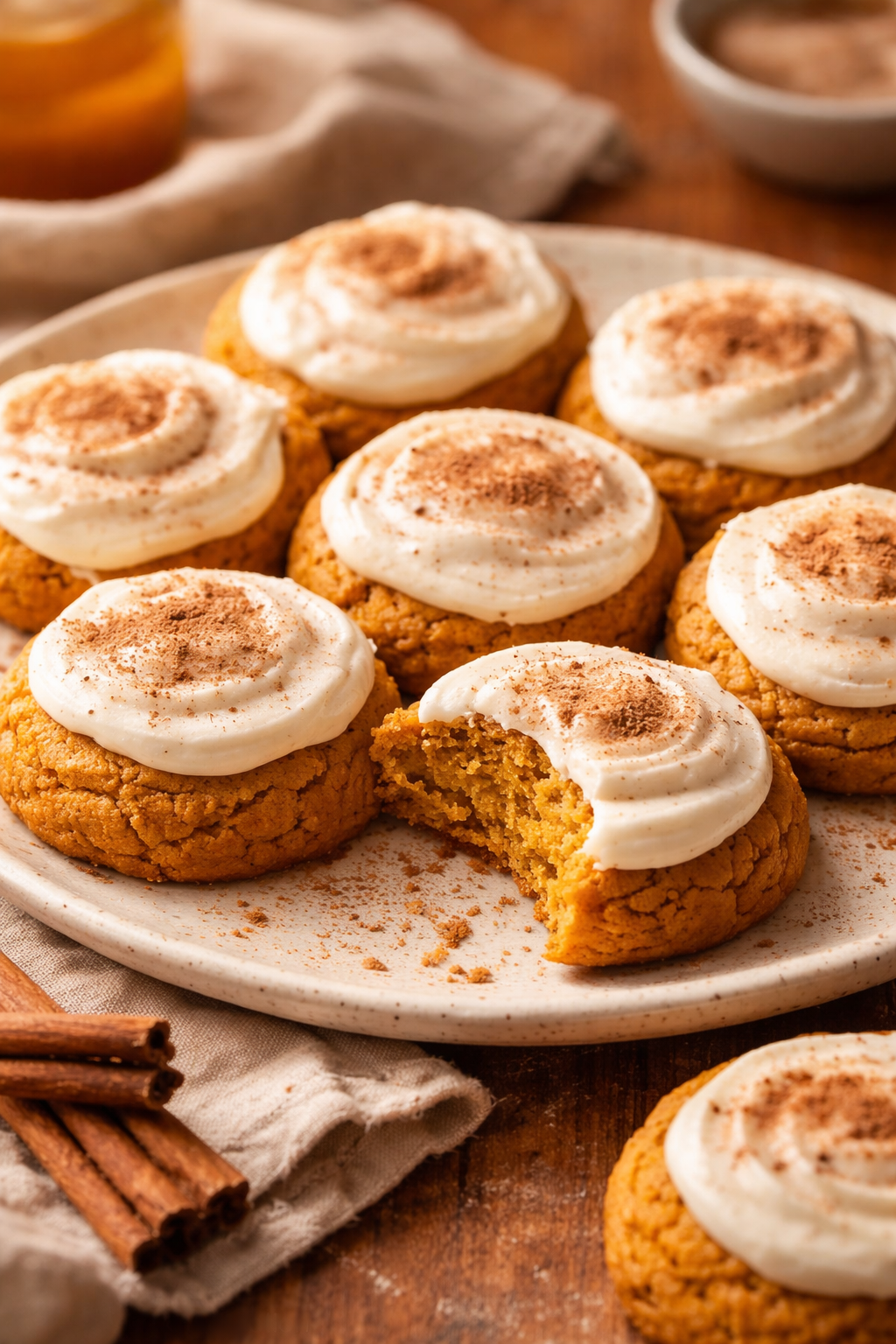 Soft Pumpkin Cookies with Cream Cheese Frosting