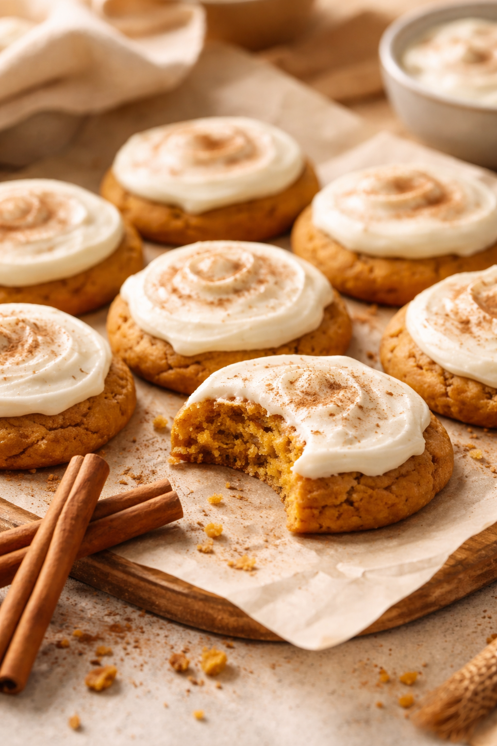 Soft Pumpkin Cookies with Cream Cheese Frosting