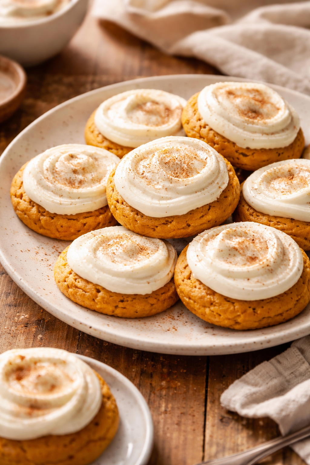 Pumpkin Cookies with Cream Cheese Frosting