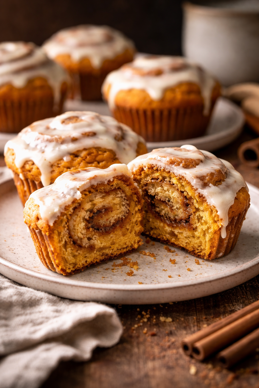 Cozy Pumpkin Cinnamon Roll Muffins
