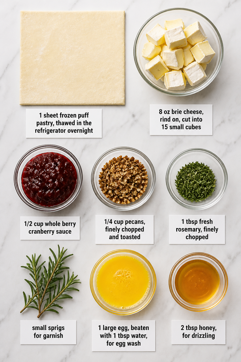 Cranberry Brie Puff Pastry Bite