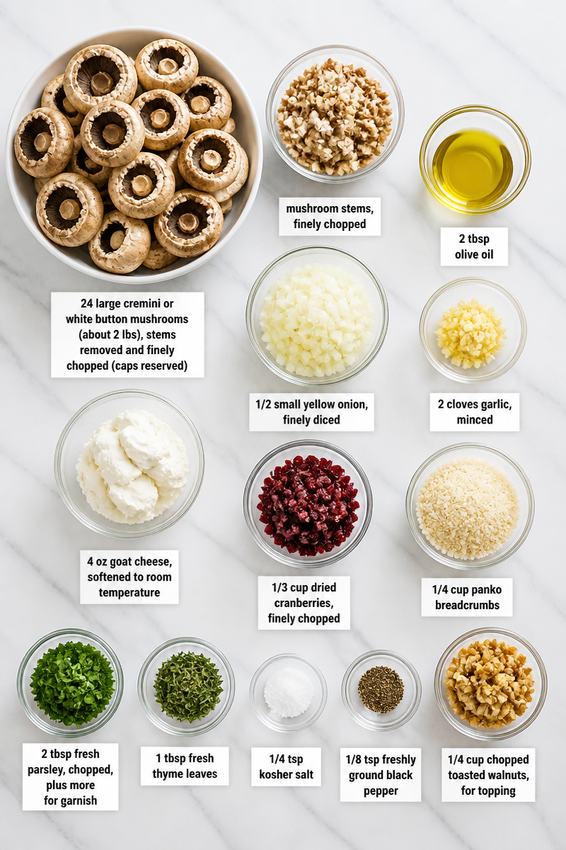 Cranberry Goat Cheese Stuffed Mushroom