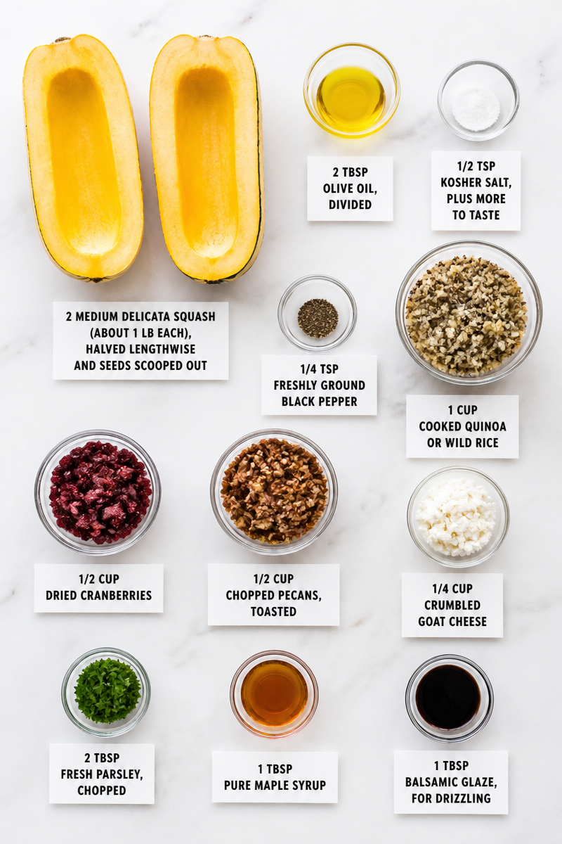 Cranberry Pecan Stuffed Delicata Squash