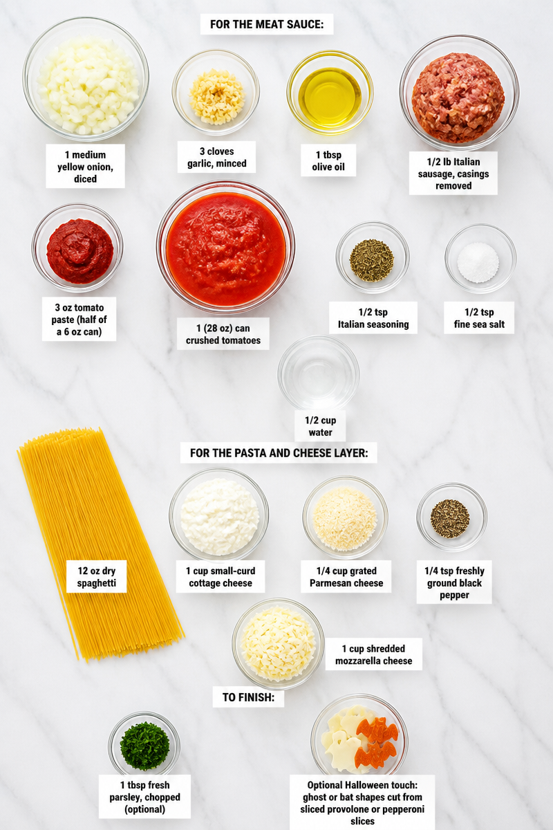 Halloween Baked Spaghetti Casserole Dinner