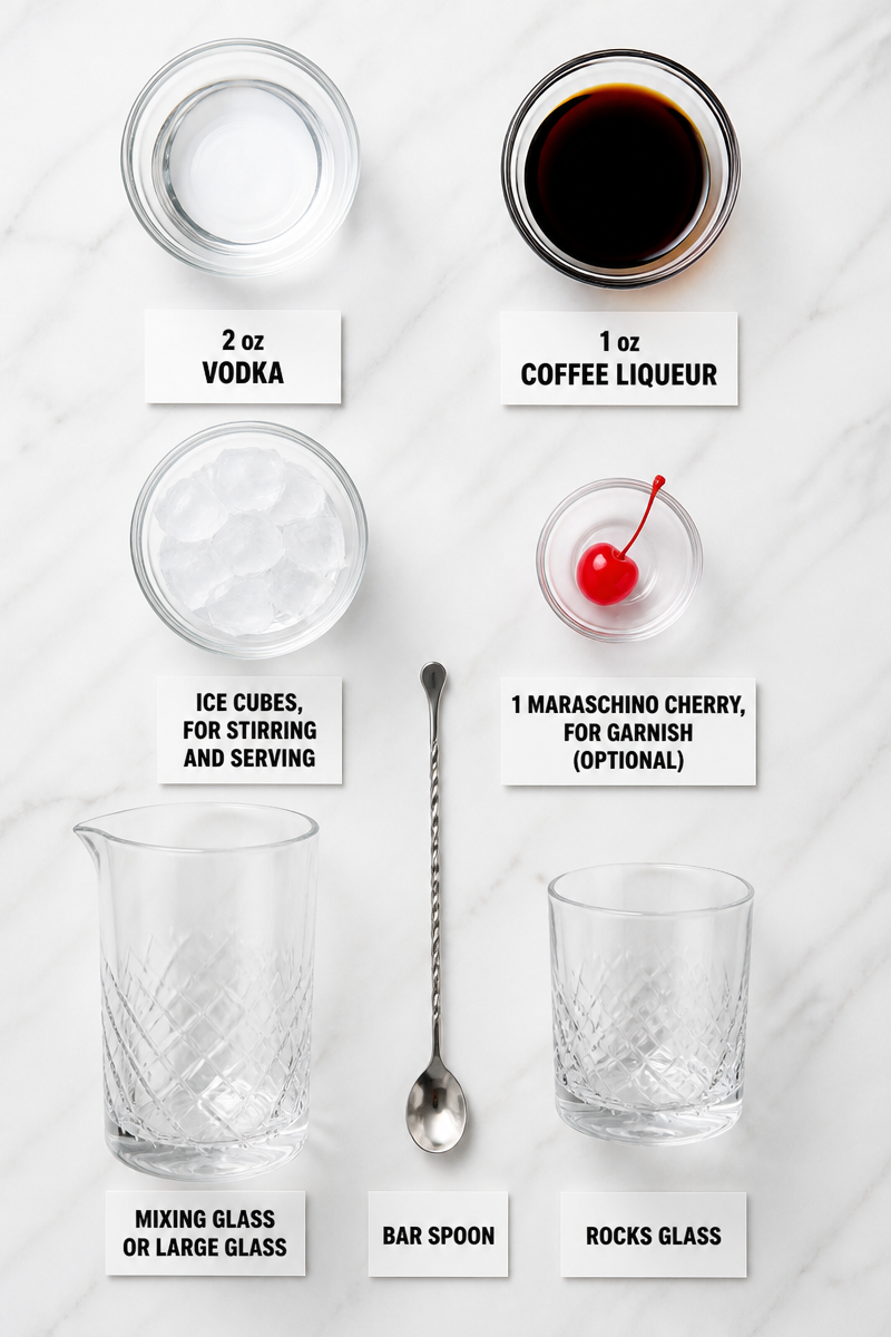Spooky Halloween Black Russian Cocktail