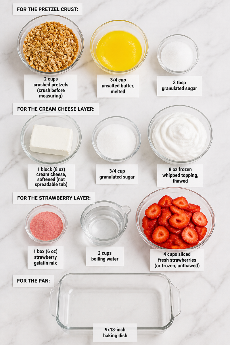 Classic Strawberry Pretzel Salad Dessert