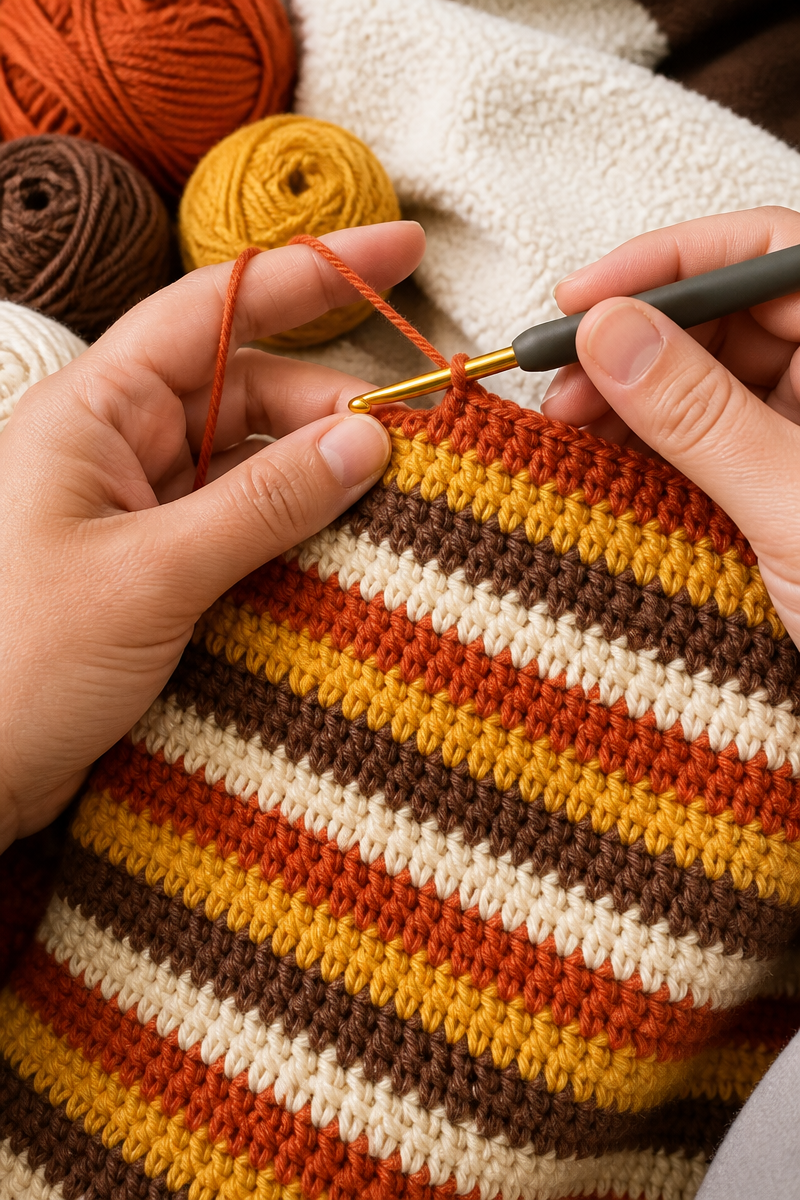 Crochet Cornucopia Harvest Stripe Blanket