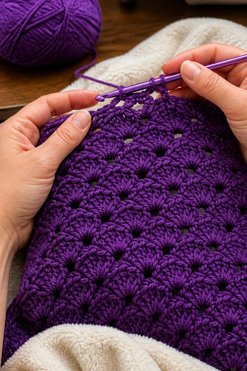 Crochet Purple Potion Shell Baby Blanket