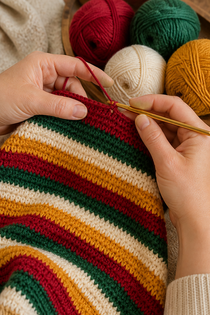 Crochet Nutcracker Stripe Baby Blanket
