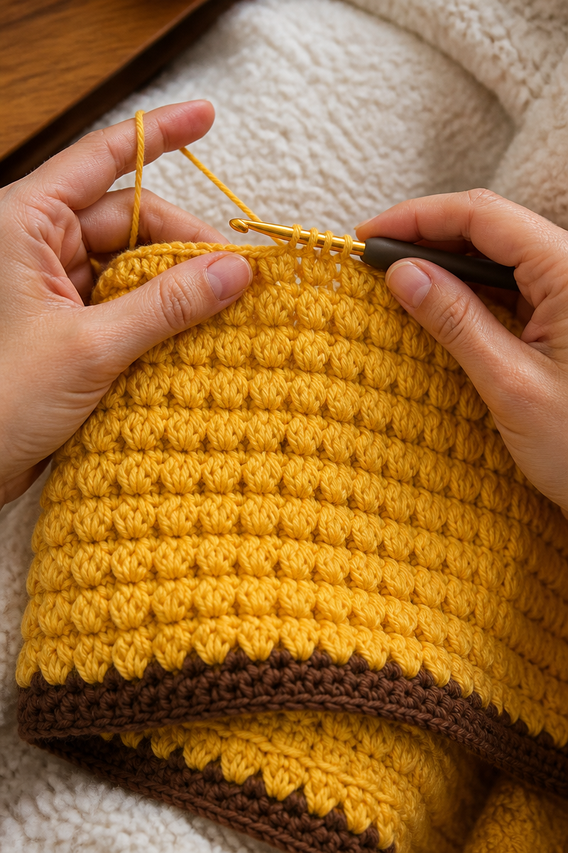 Crochet Sunflower Field Puff Baby Blanket