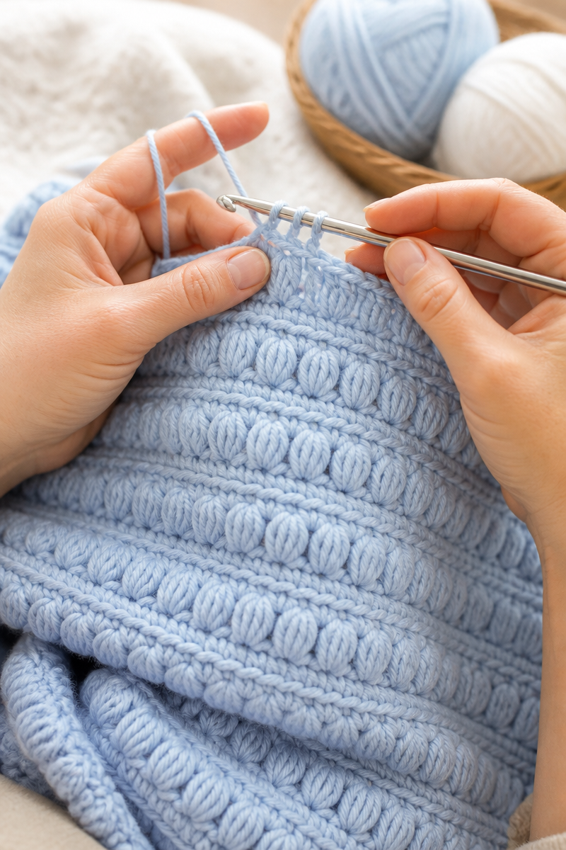 Crochet Winter Wonderland Puff Baby Blanket