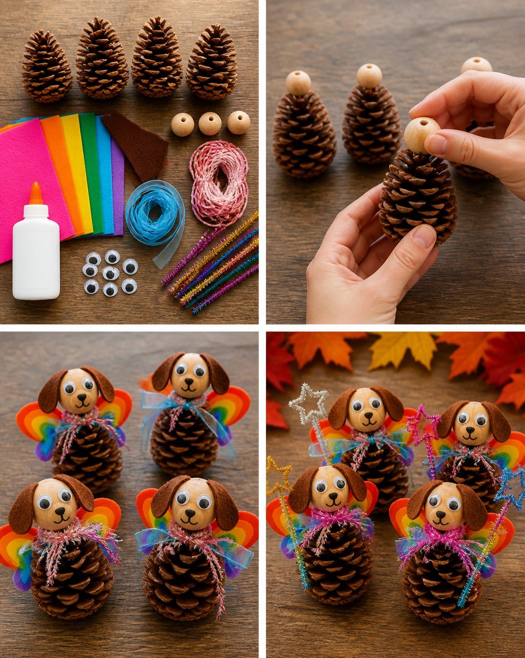 Rainbow Puppy Pinecone Fall Fairies