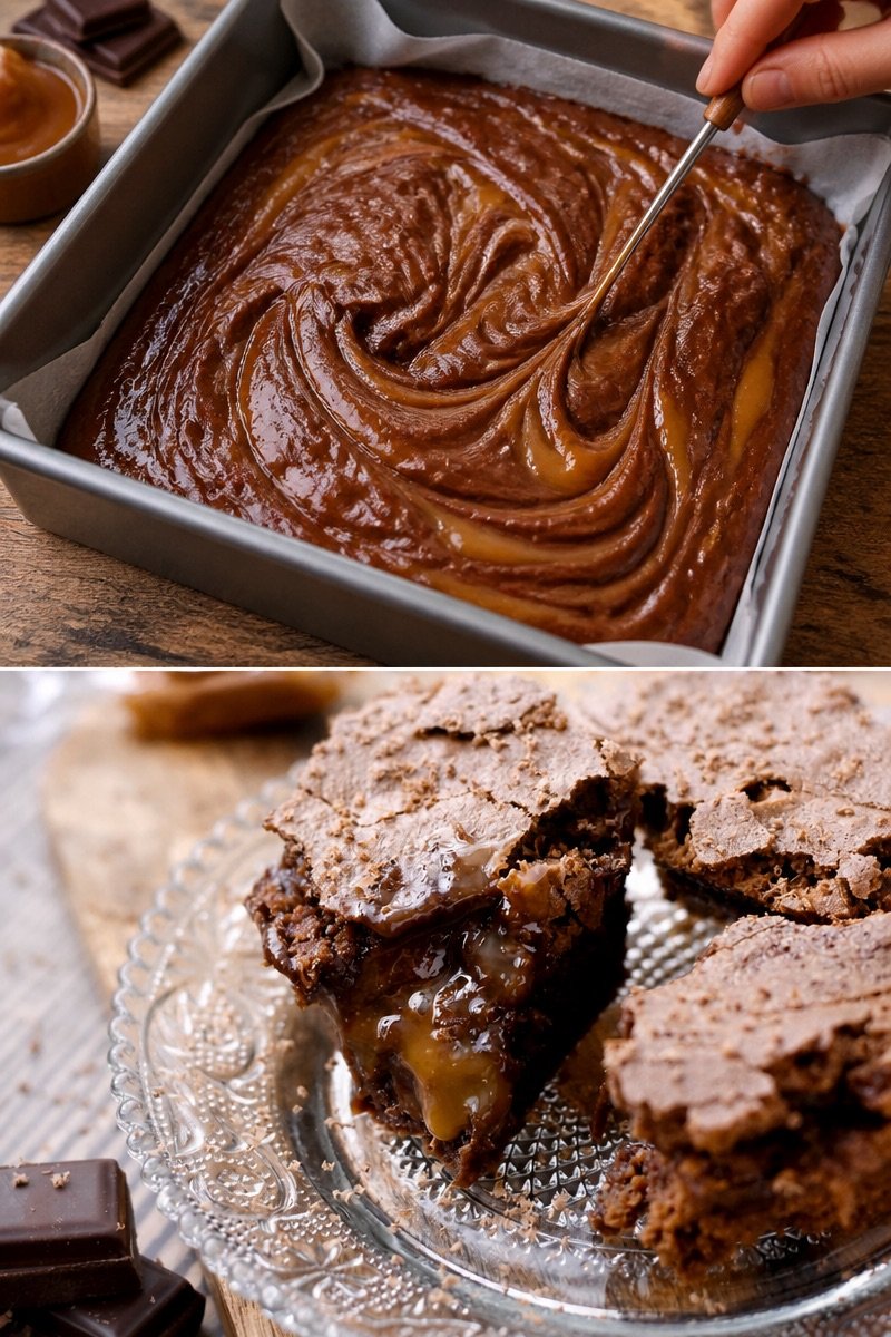 Brownie marbré chocolat caramel au beurre salé