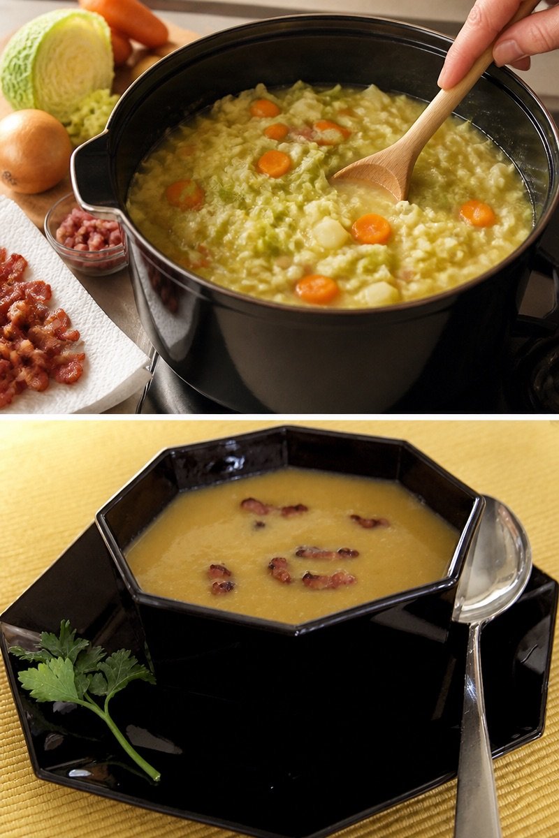 Soupe au chou de Savoie et lardons