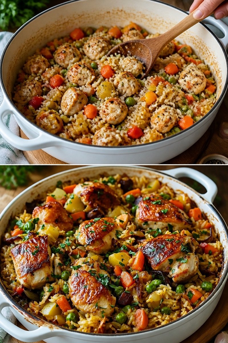 Bunter Reisauflauf mit Gemüse und Hähnchen – Ein einfaches Gericht für die ganze Familie 🍽️
Zutaten 📋
- 300 g Reis (z. B. Langkornreis)
- 400 g Hähnchenbrustfilet (in Würfel geschnitten)
- 1 Zwi...