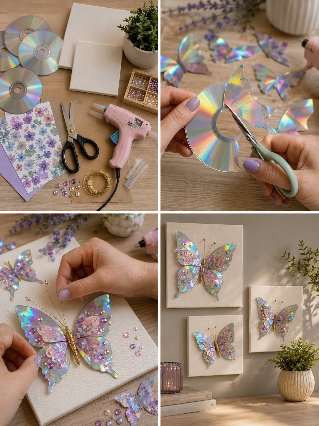 CD Butterfly Wall Art (Shimmer DIY) 5 CD Butterfly Wall Art (Shimmer DIY)