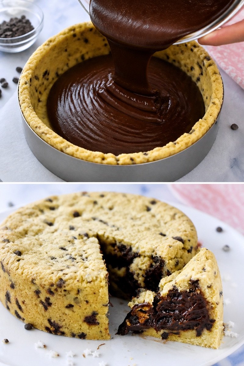 Cookie avec un coeur fondant au chocolat