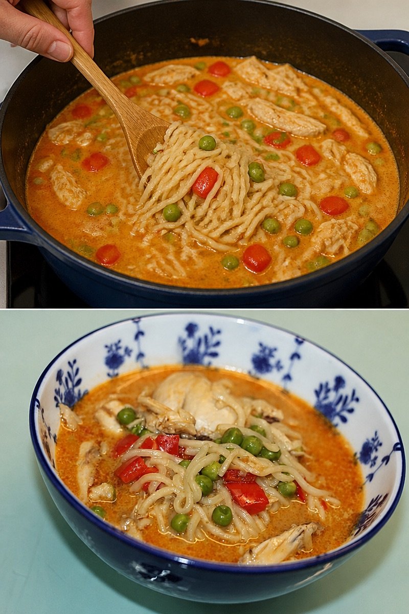 Scharfe Hühner - Nudel Suppe