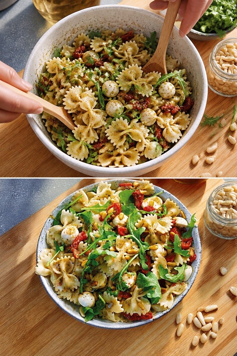 Bunter mediterraner Nudelsalat