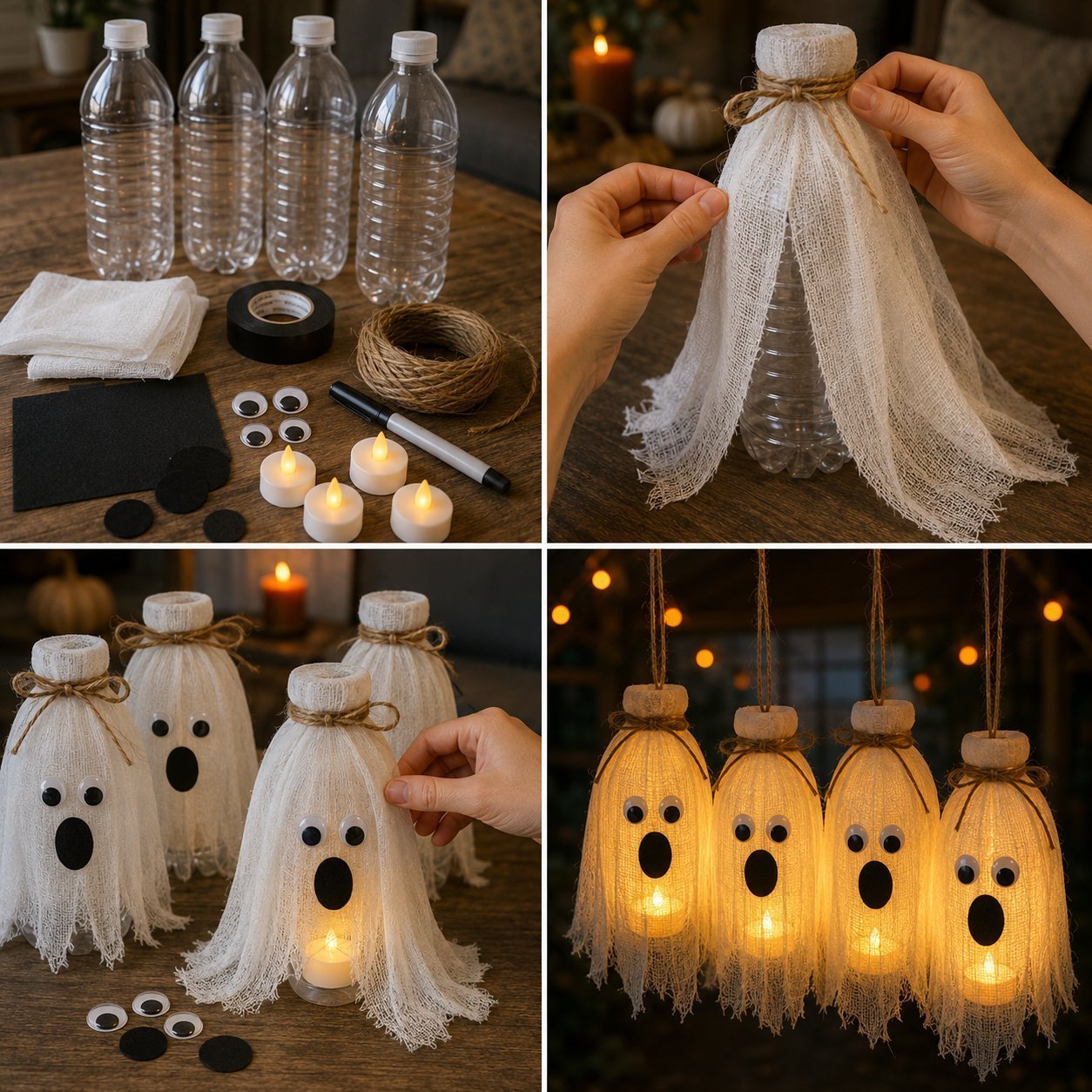 DIY Spooky Glass Bottle Lanterns