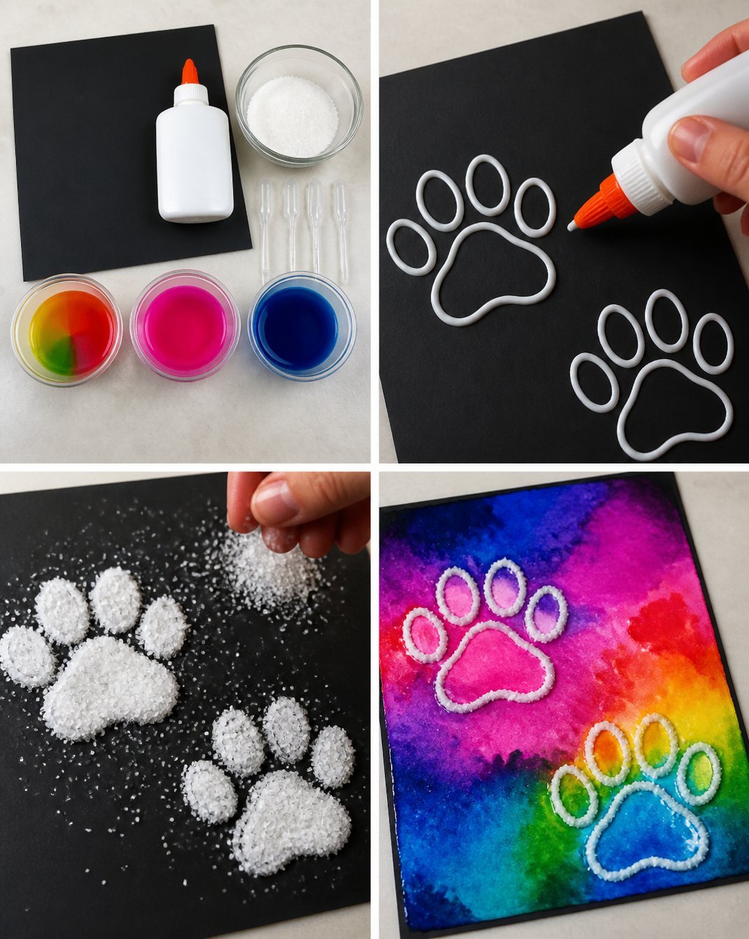 Rainbow Puppy Paw Raised-Salt Painting