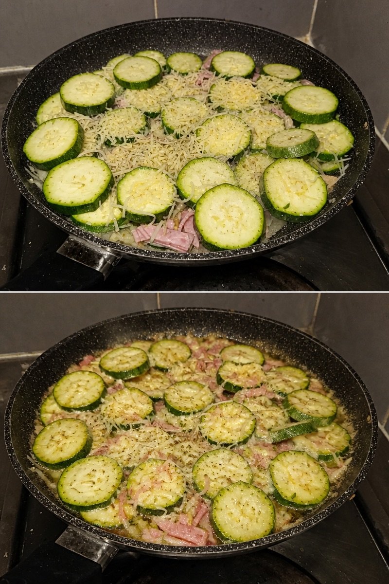 Poêlée de courgettes au jambon