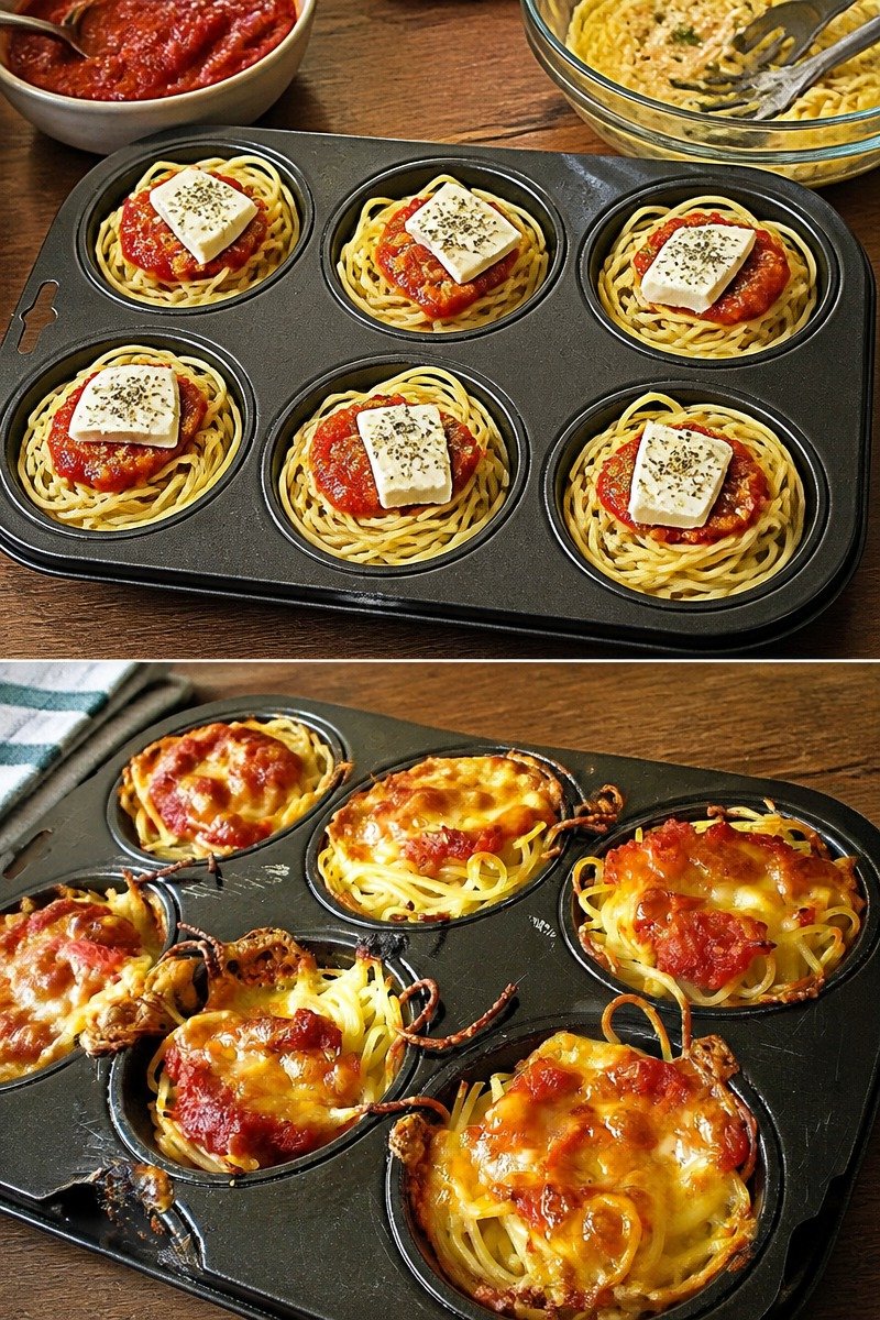 Spaghettinester in Muffinform