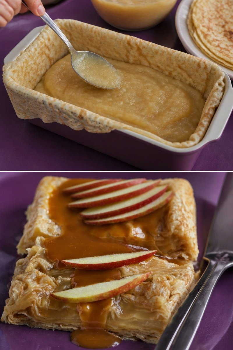 Terrine de crêpes aux pommes, au caramel et au beurre salé