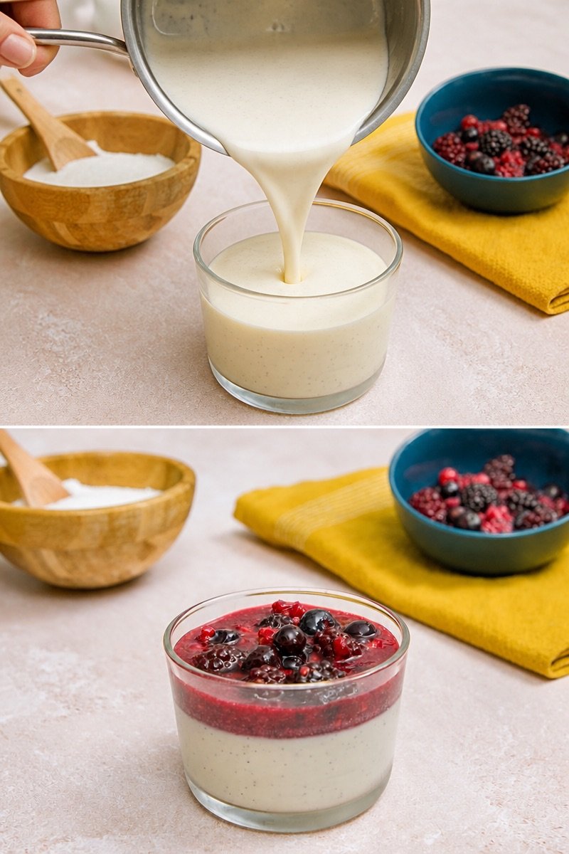 Panna cotta au coulis de fruits rouges