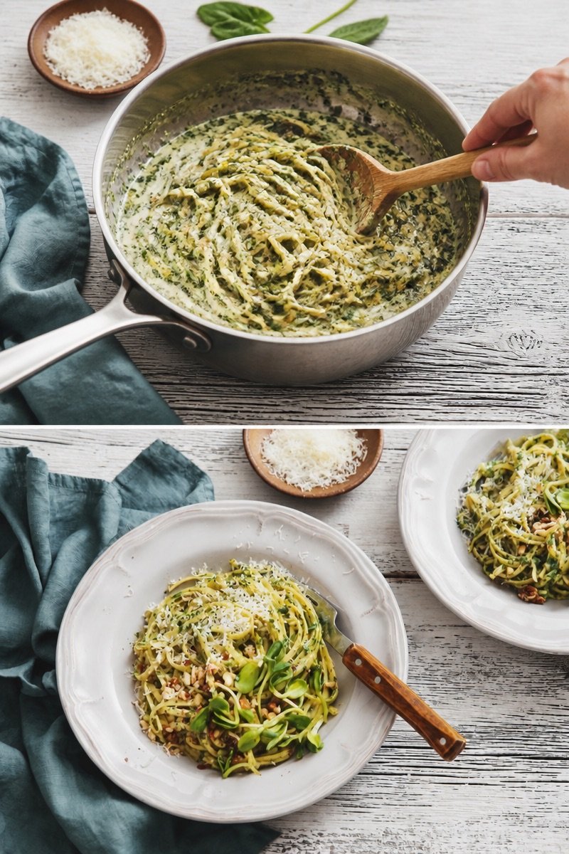 Tagliatelles à la crème d'épinards