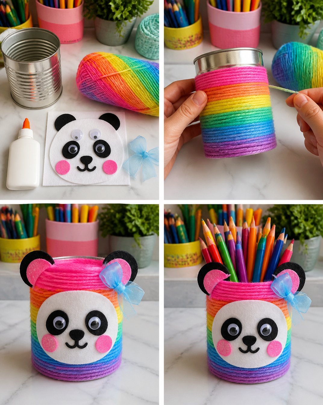 Rainbow Panda Pencil Cup Classroom Organizer