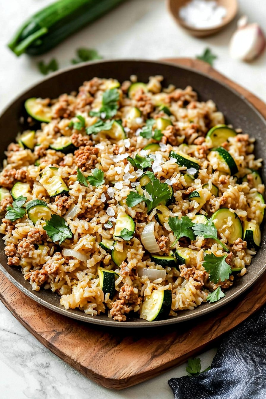 Ground Chicken Zucchini Rice Skillet